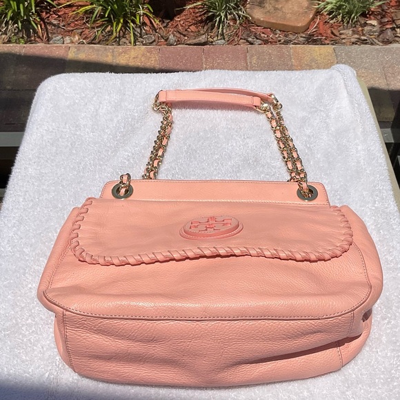 Tory Burch Marion Crossbody/Shoulder soft Italian leather Pink NWOT - Picture 2 of 10